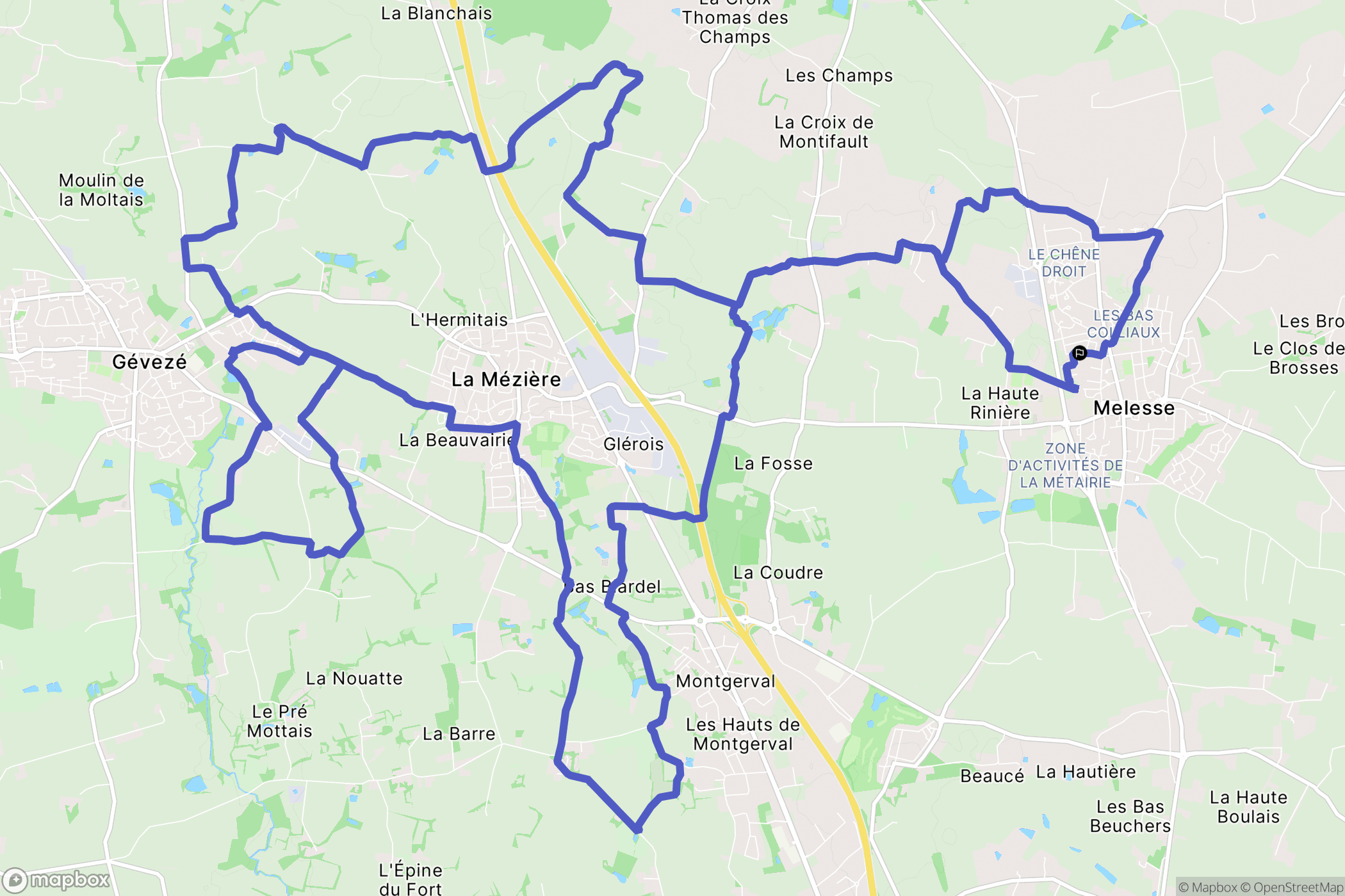 Melesse : carte du parcours de randonnée - France