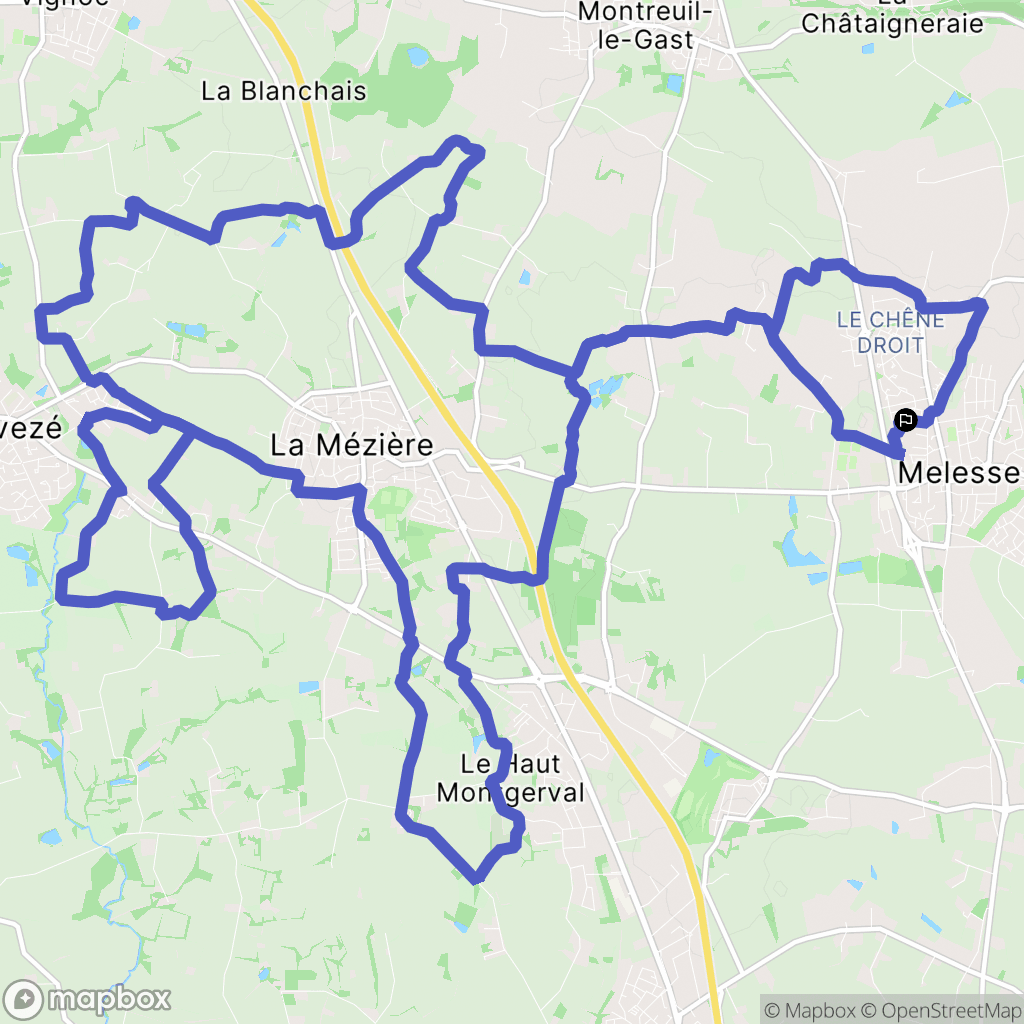 Melesse : carte du parcours de randonnée - France