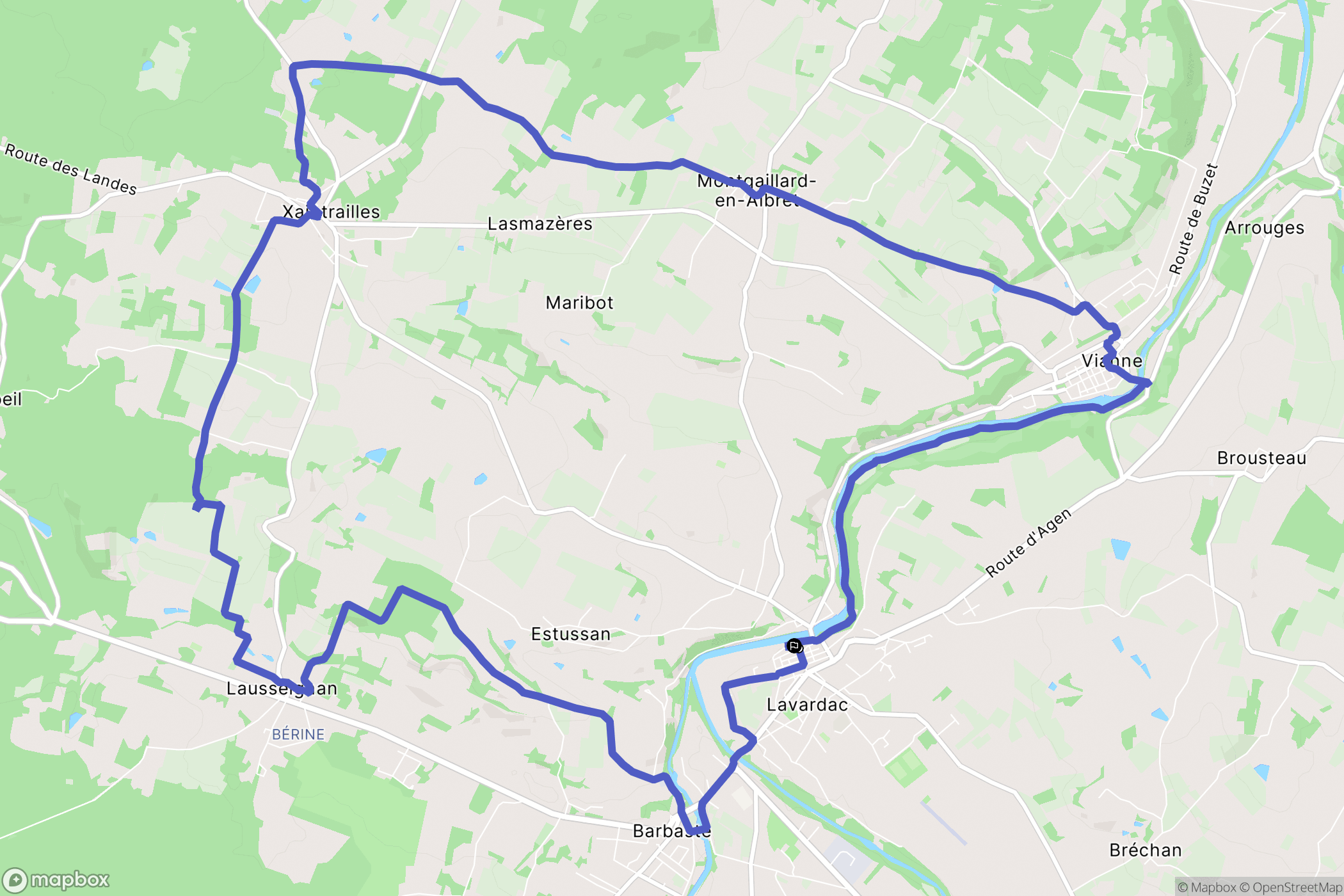Lavardac : carte du parcours de randonnée - France