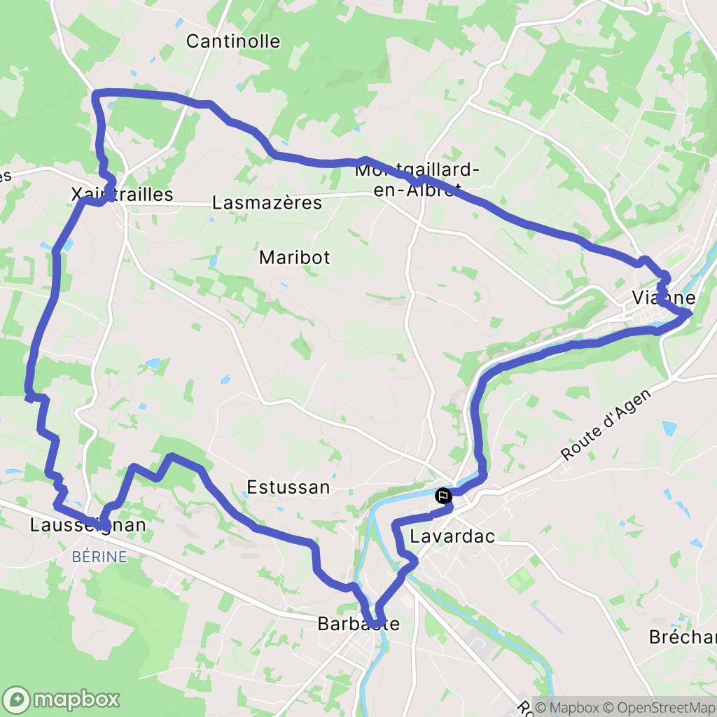 Lavardac : carte du parcours de randonnée - France
