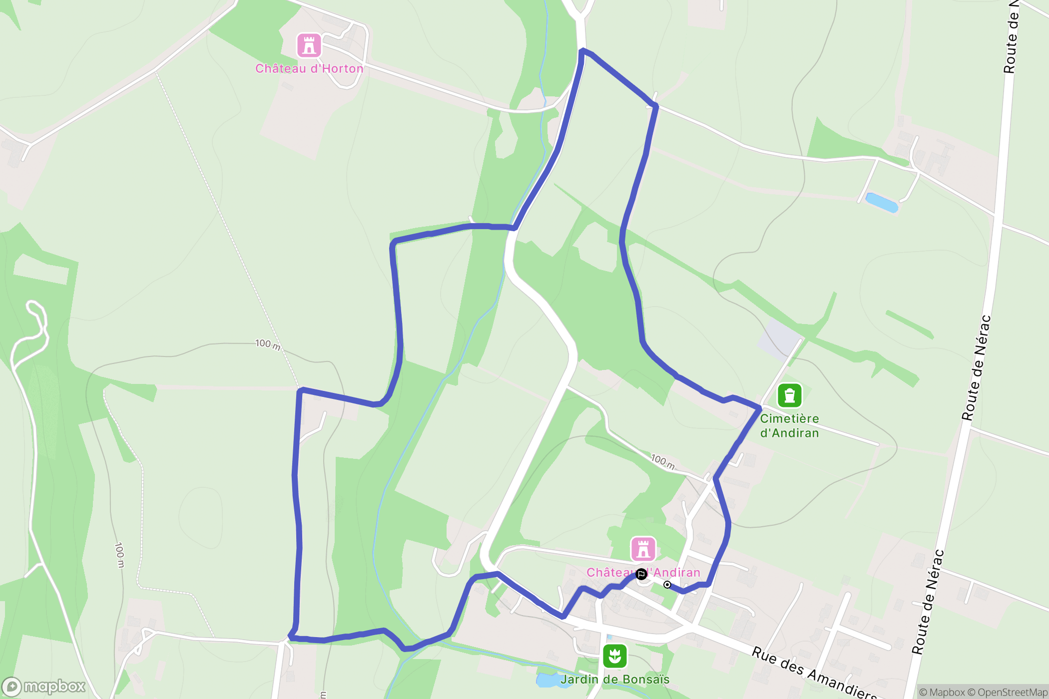 Andiran : carte du parcours de randonnée - France