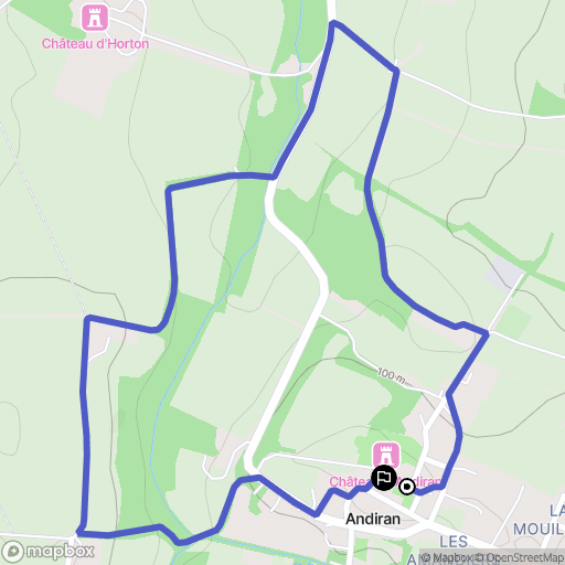 Andiran : carte du parcours de randonnée - France
