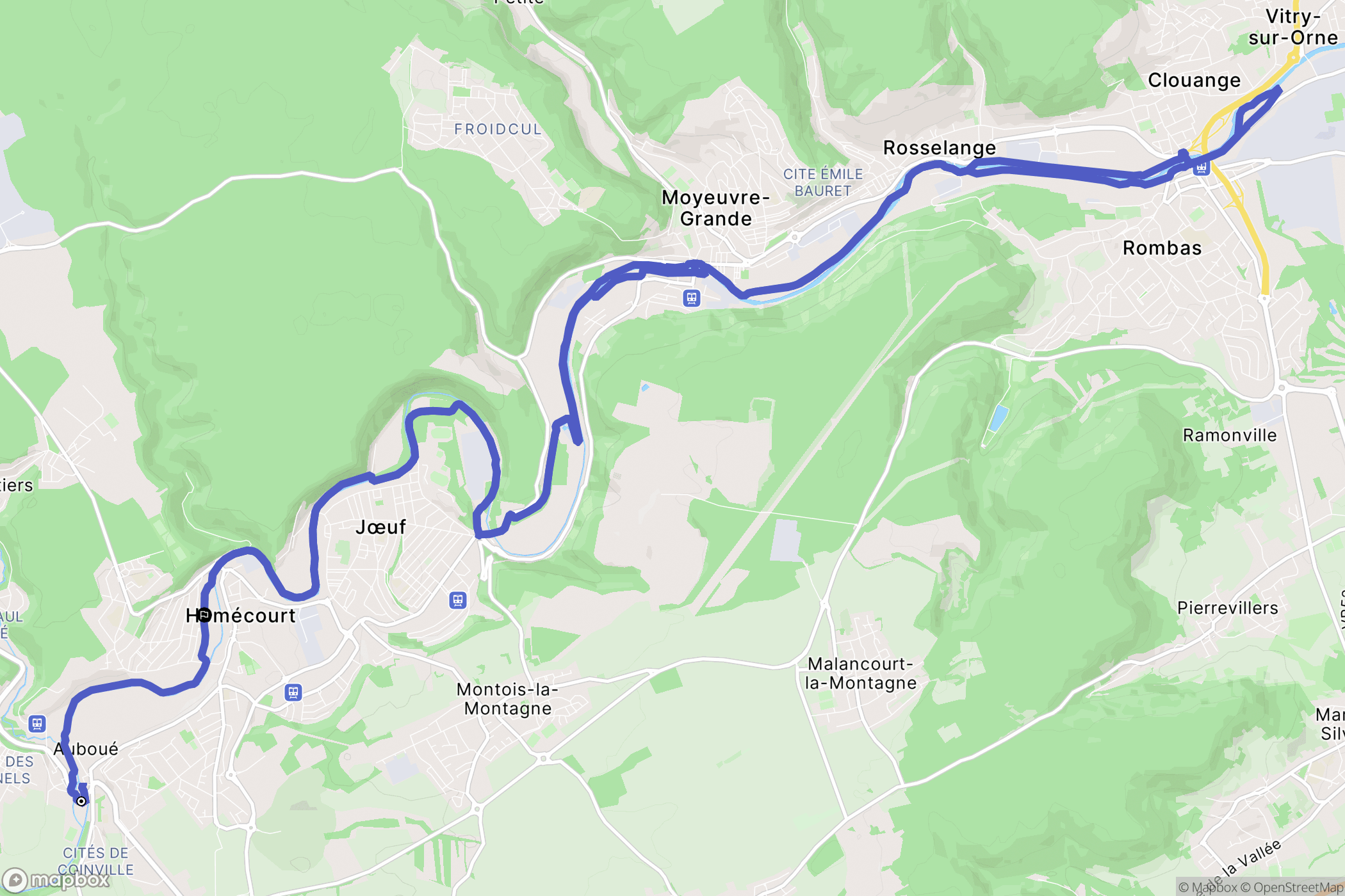 Auboué : carte du parcours de randonnée - France