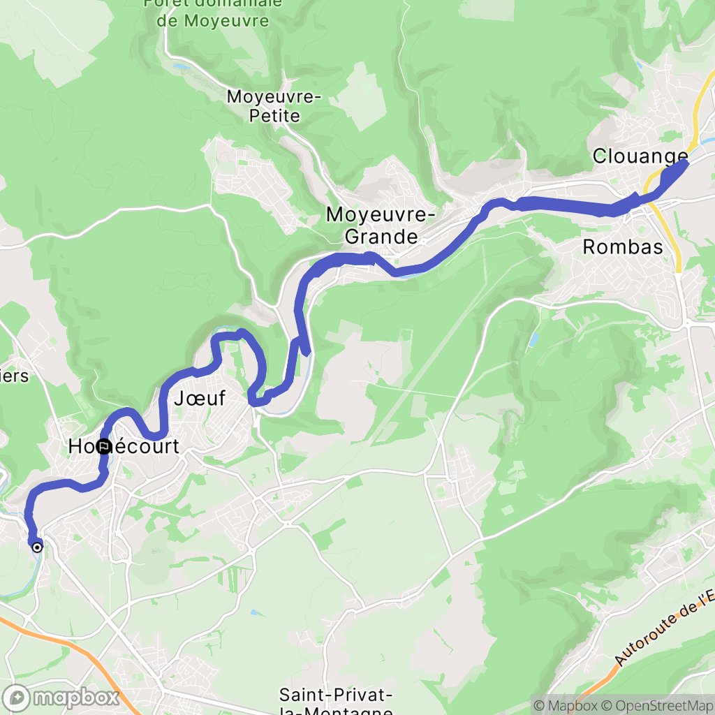 Auboué : carte du parcours de randonnée - France
