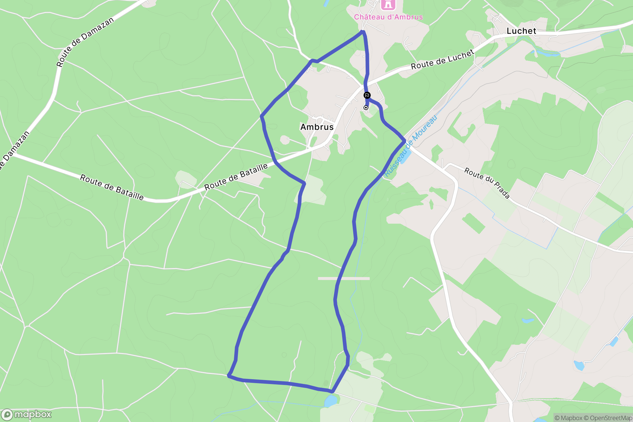 Ambrus : carte du parcours de randonnée - France
