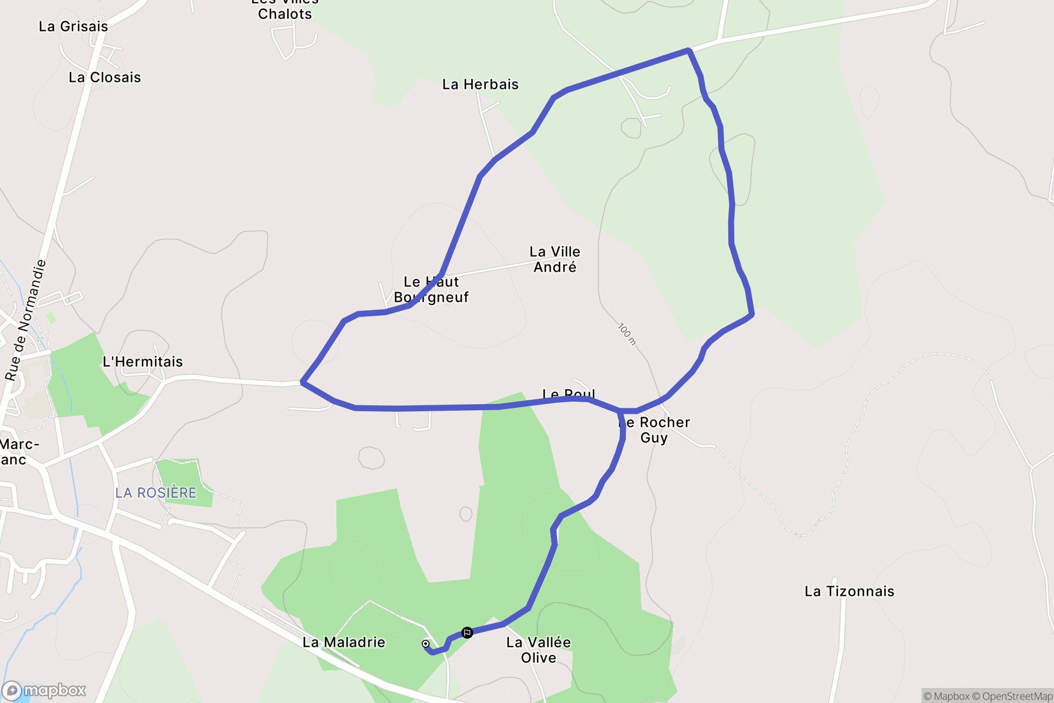Saint-Marc-le-Blanc : carte du parcours de randonnée - France