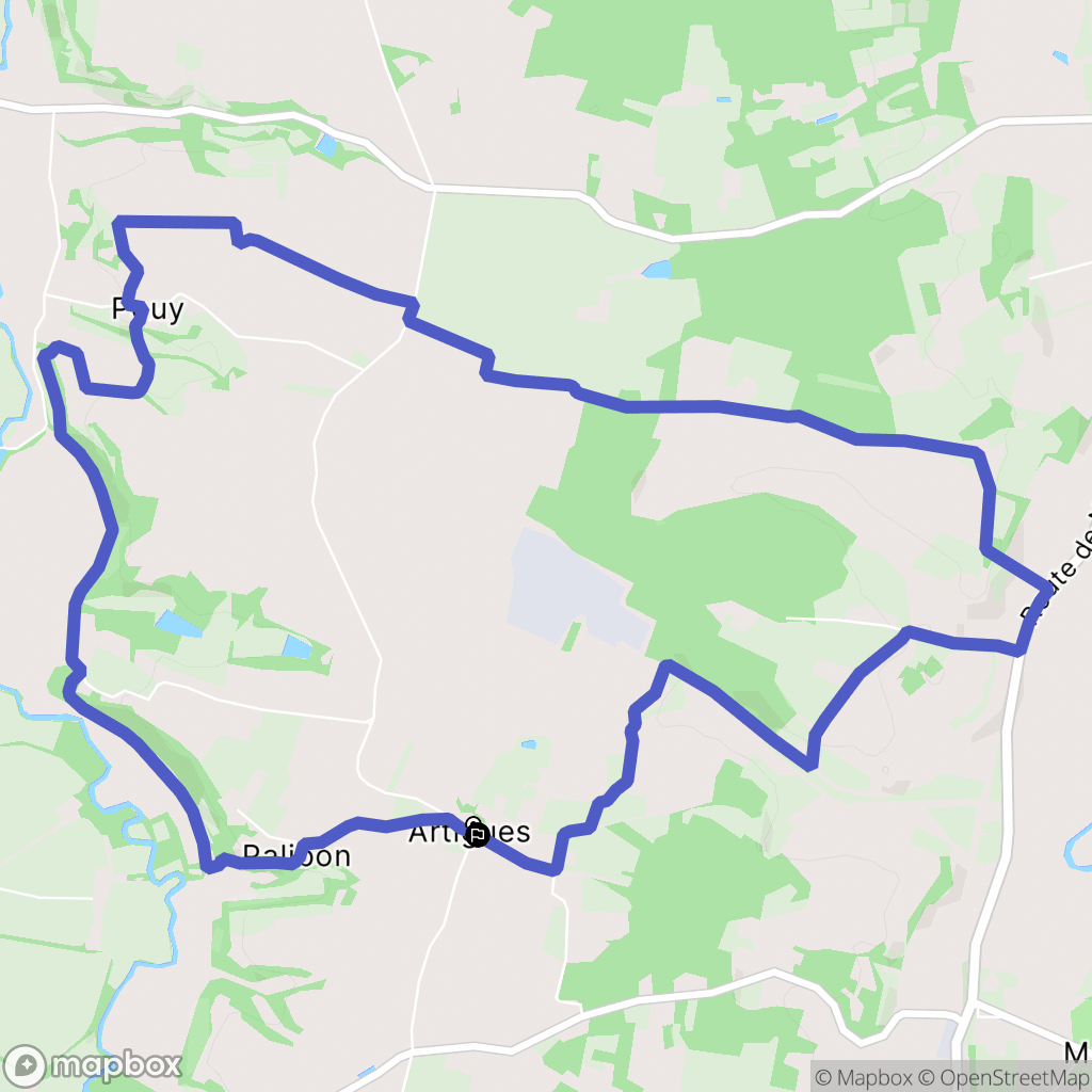 Artigues : carte du parcours de randonnée - France