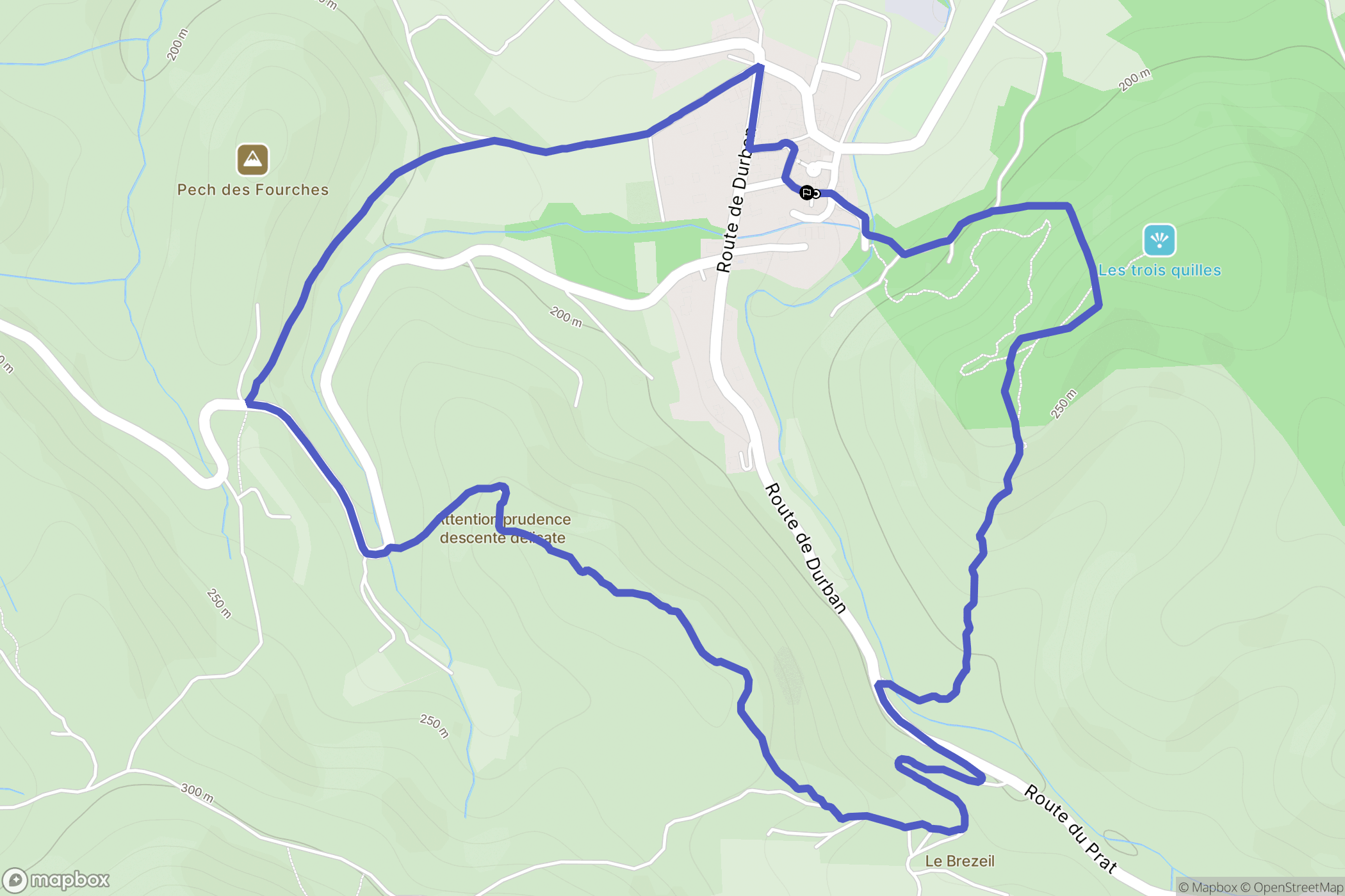 Coustouge : carte du parcours de randonnée - France