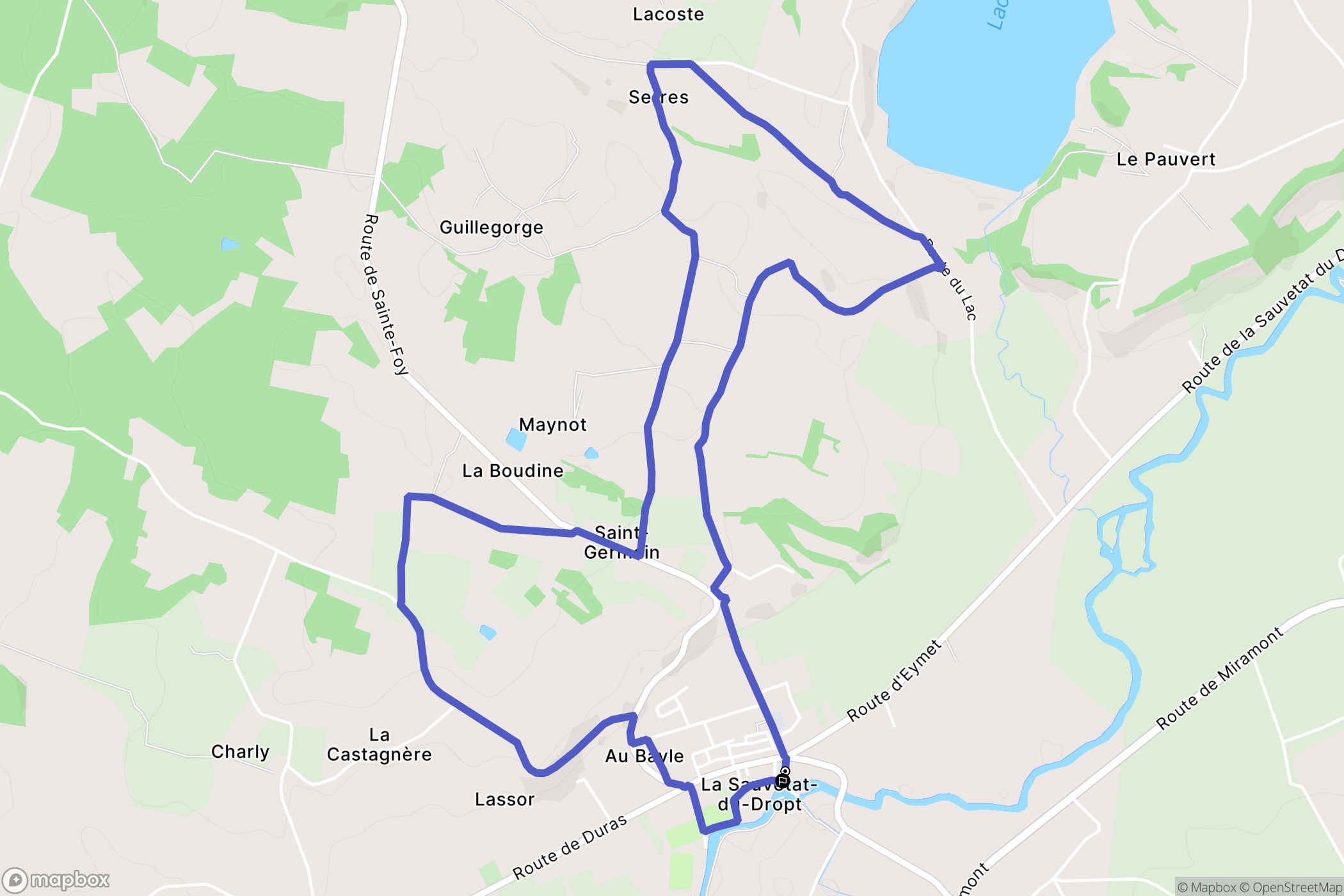 La Sauvetat-du-Dropt : carte du parcours de randonnée - France