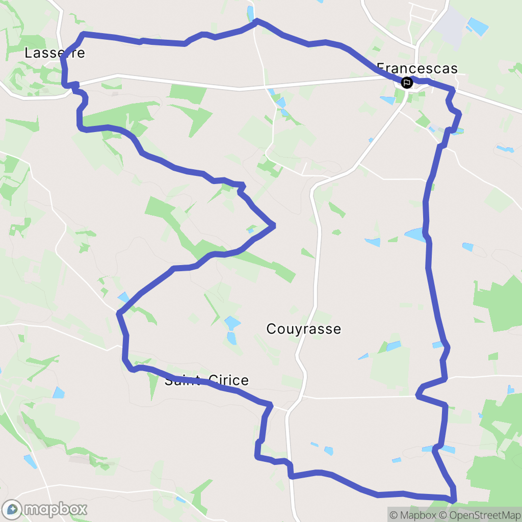 Francescas : carte du parcours de randonnée - France