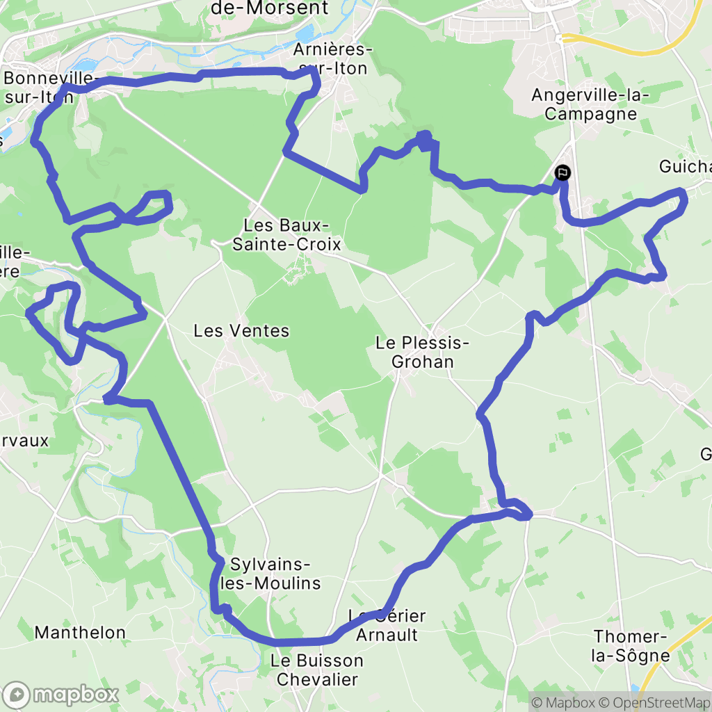 Angerville-la-Campagne : carte du parcours de randonnée - France