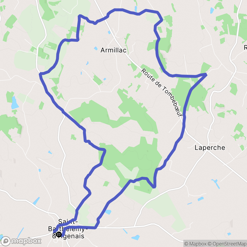 Saint-Barthélemy-d'Agenais : carte du parcours de randonnée - France