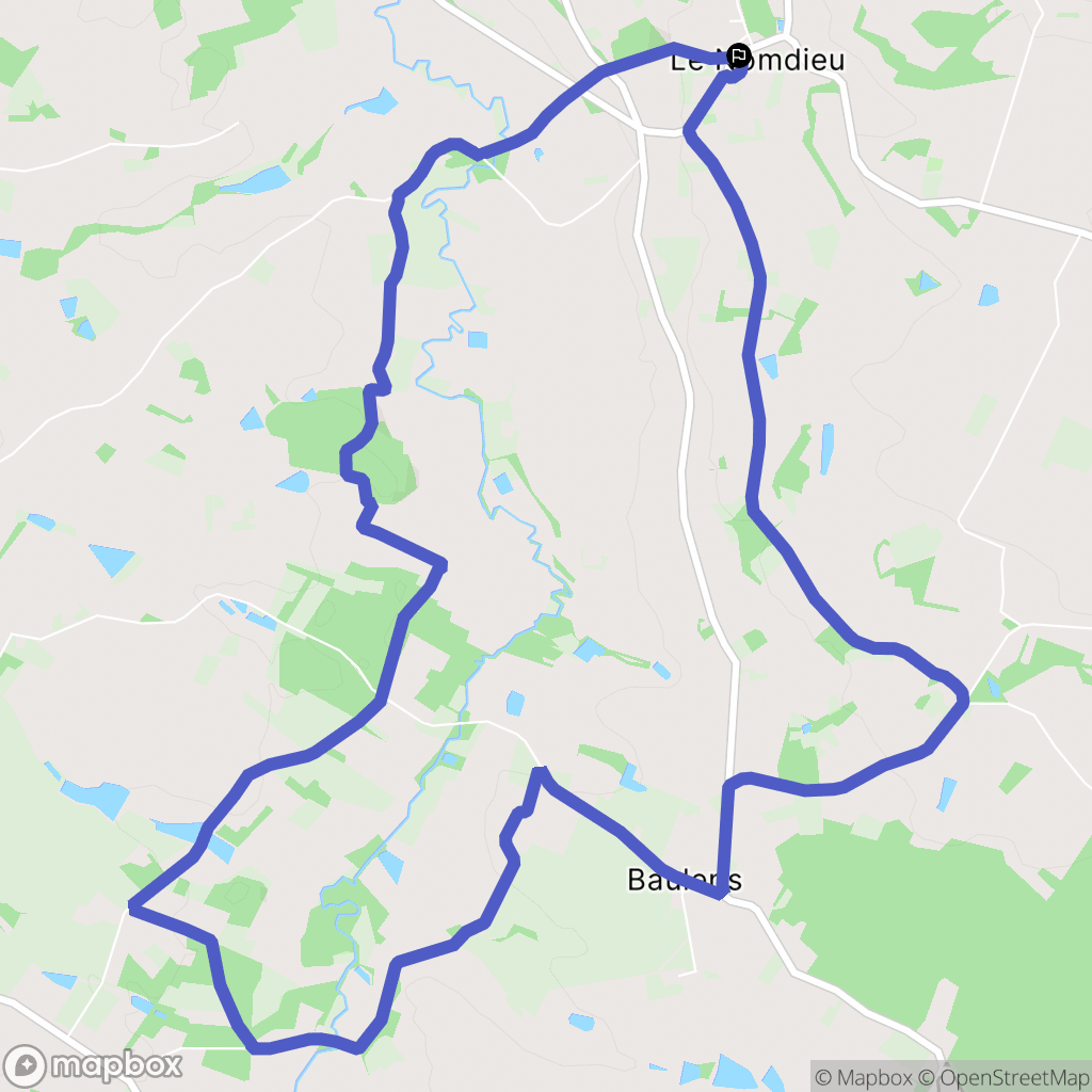 Nomdieu : carte du parcours de randonnée - France