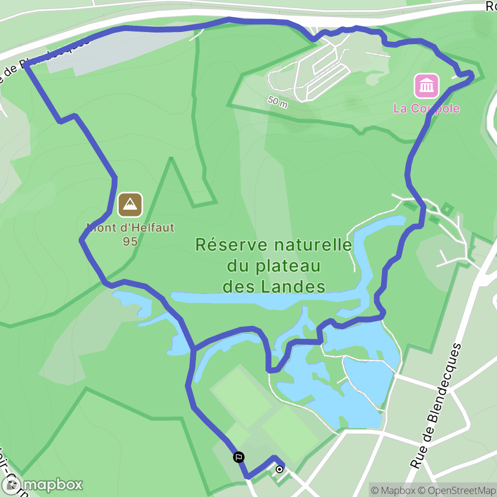 Helfaut : carte du parcours de randonnée - France