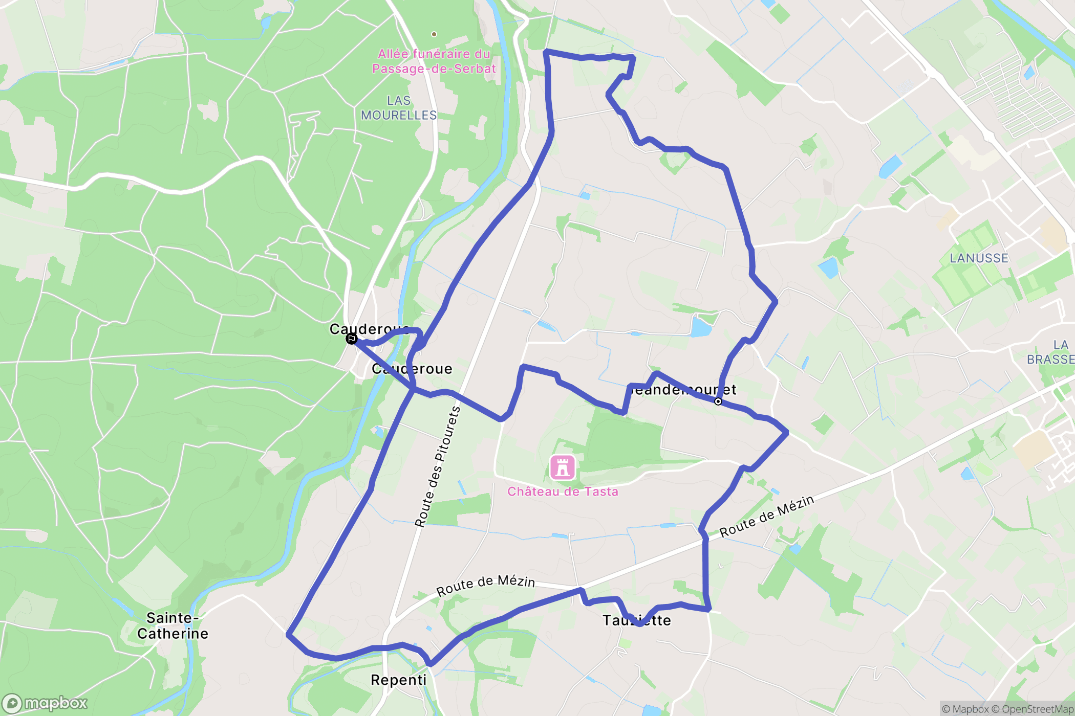 Cauderoue : carte du parcours de randonnée - France