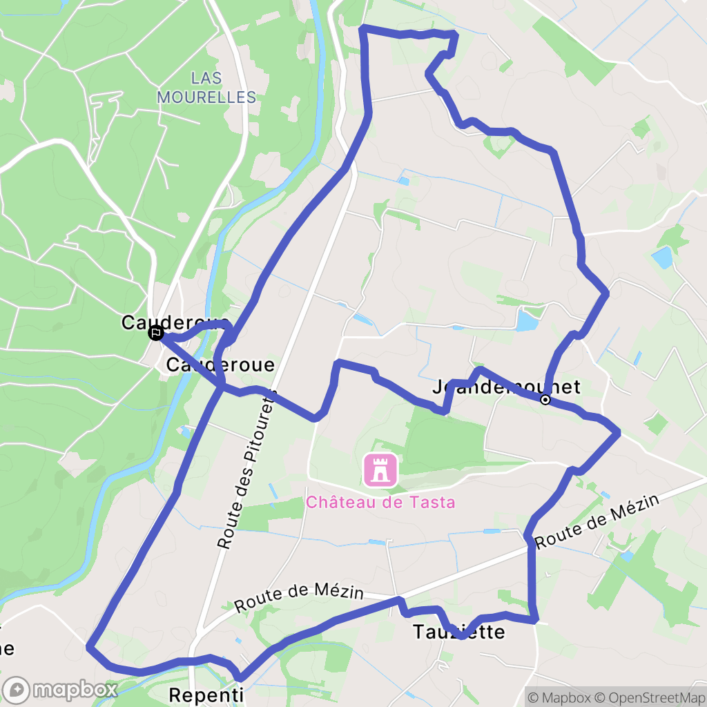 Cauderoue : carte du parcours de randonnée - France