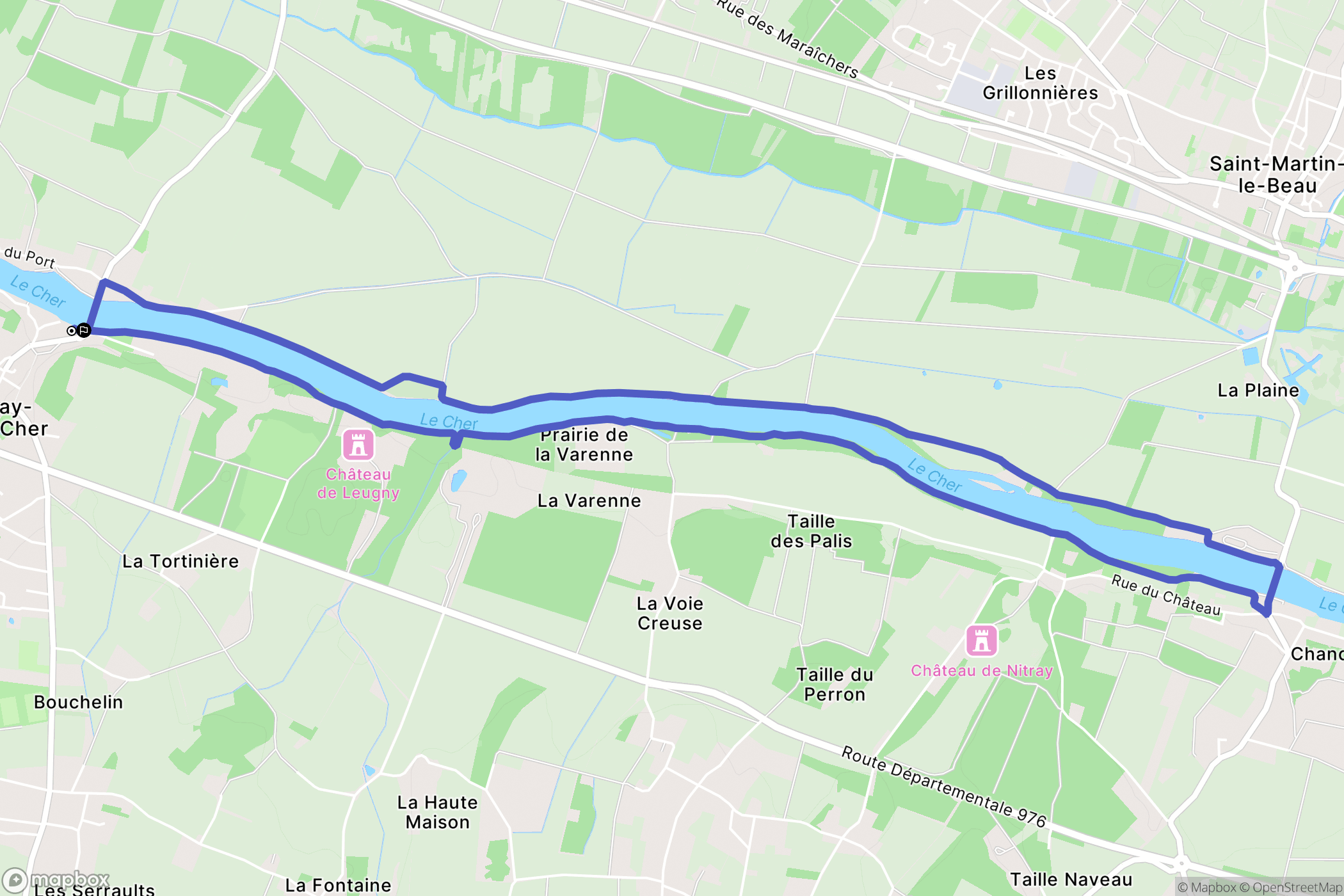 Azay-sur-Cher : carte du parcours de randonnée - France