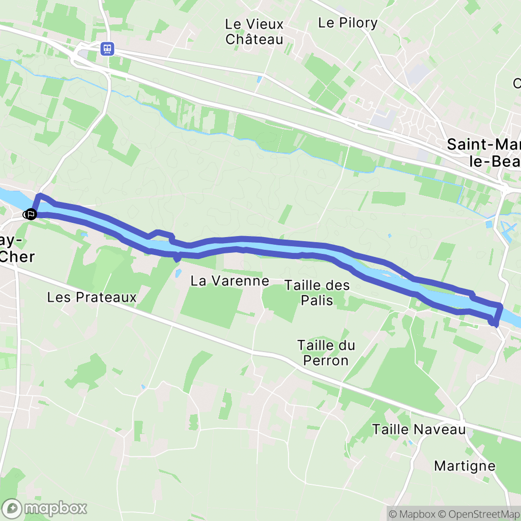 Azay-sur-Cher : carte du parcours de randonnée - France
