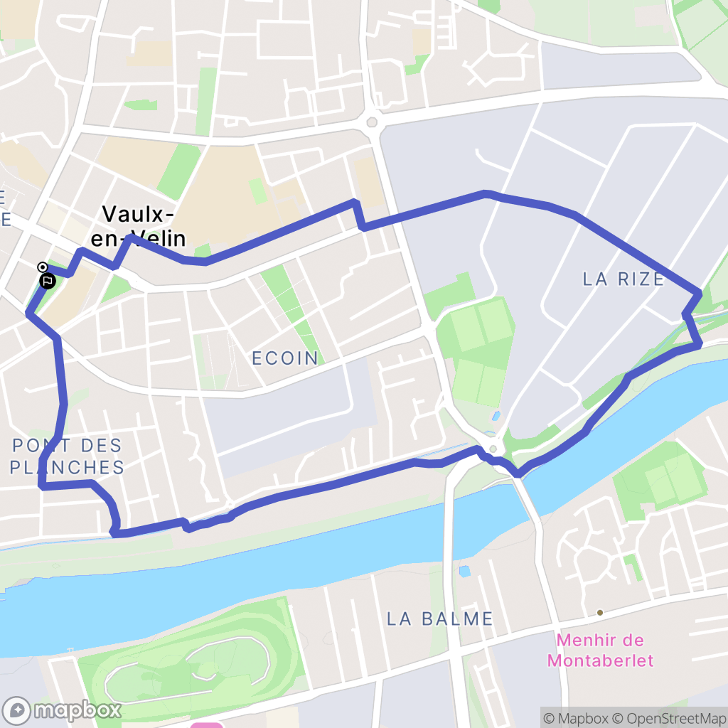 Vaulx-en-Velin : carte du parcours de randonnée - France