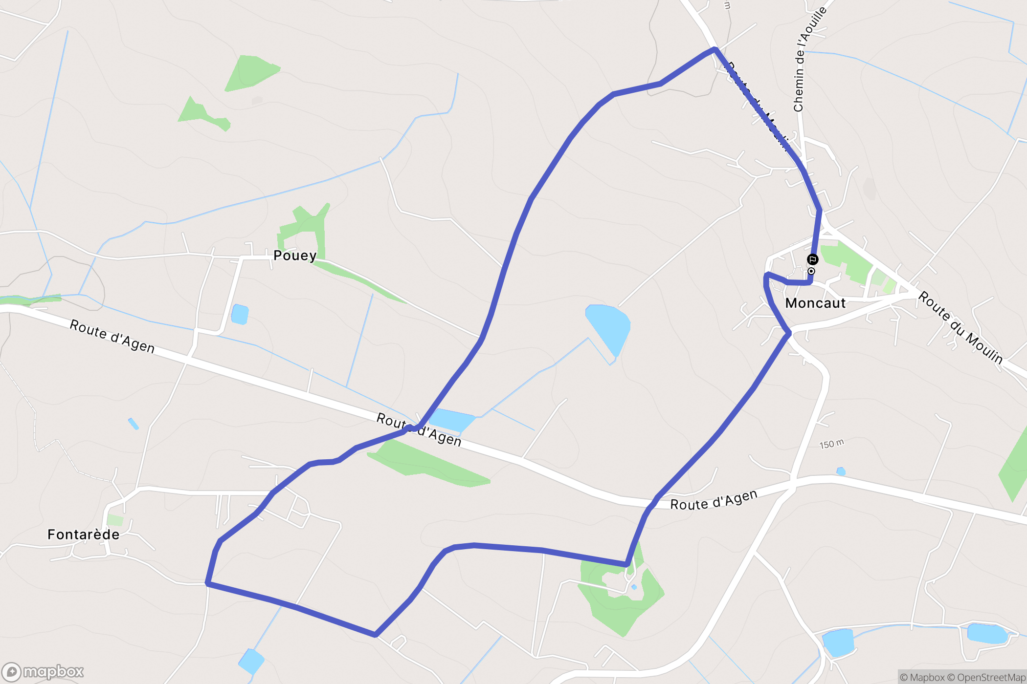 Moncaut : carte du parcours de randonnée - France