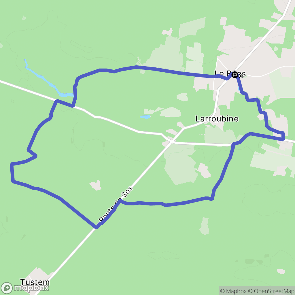 Barbaste : carte du parcours de randonnée - France