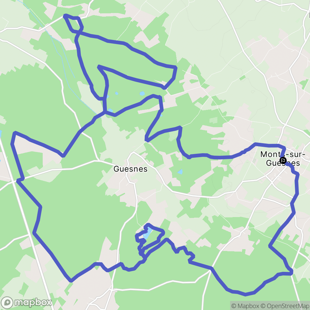 Monts-sur-Guesnes : carte du parcours de randonnée - France