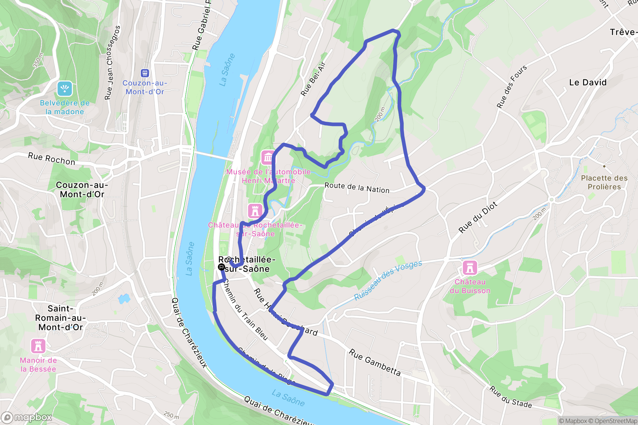 Rochetaillée-sur-Saône : carte du parcours de randonnée - France