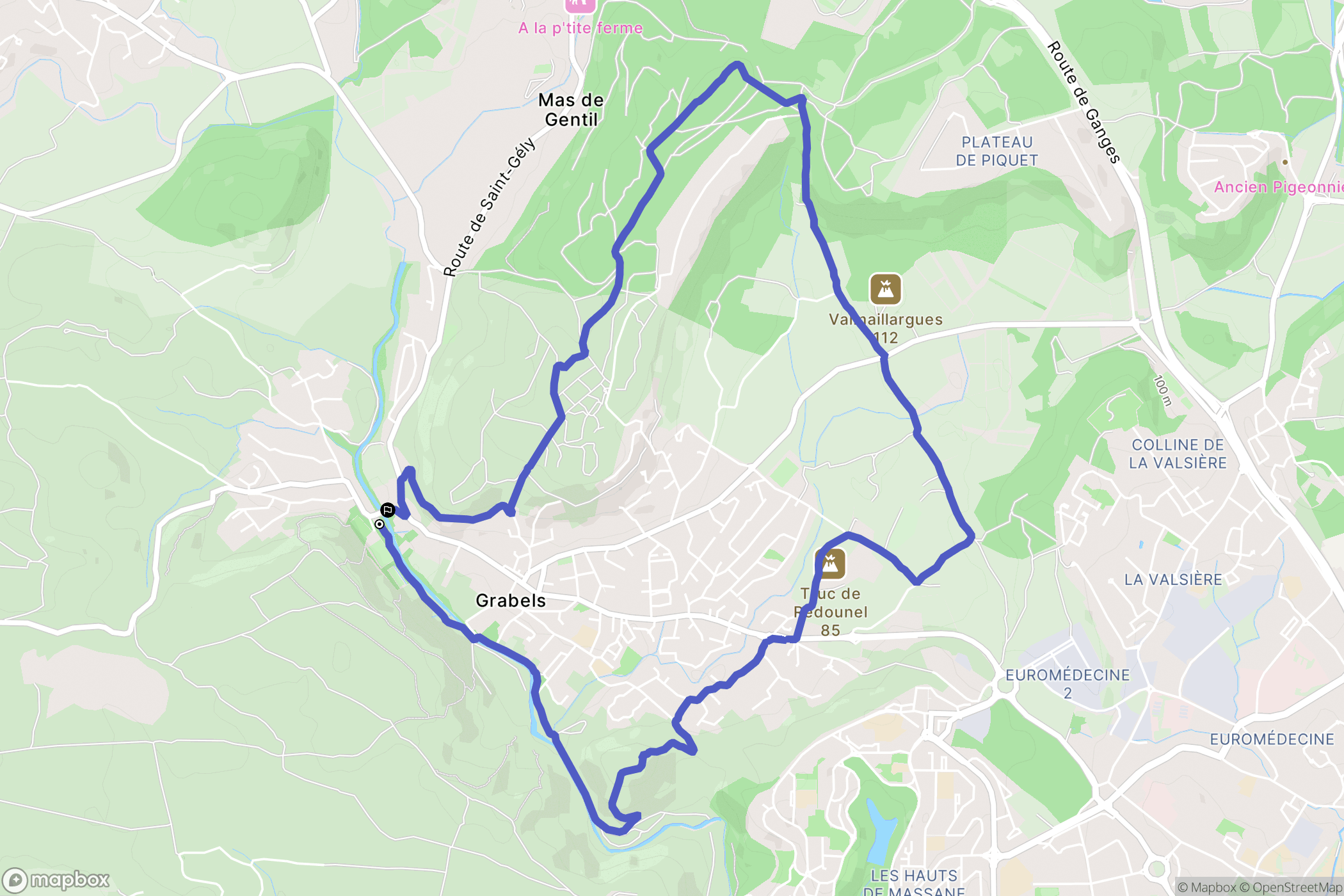 Grabels : carte du parcours de randonnée - France
