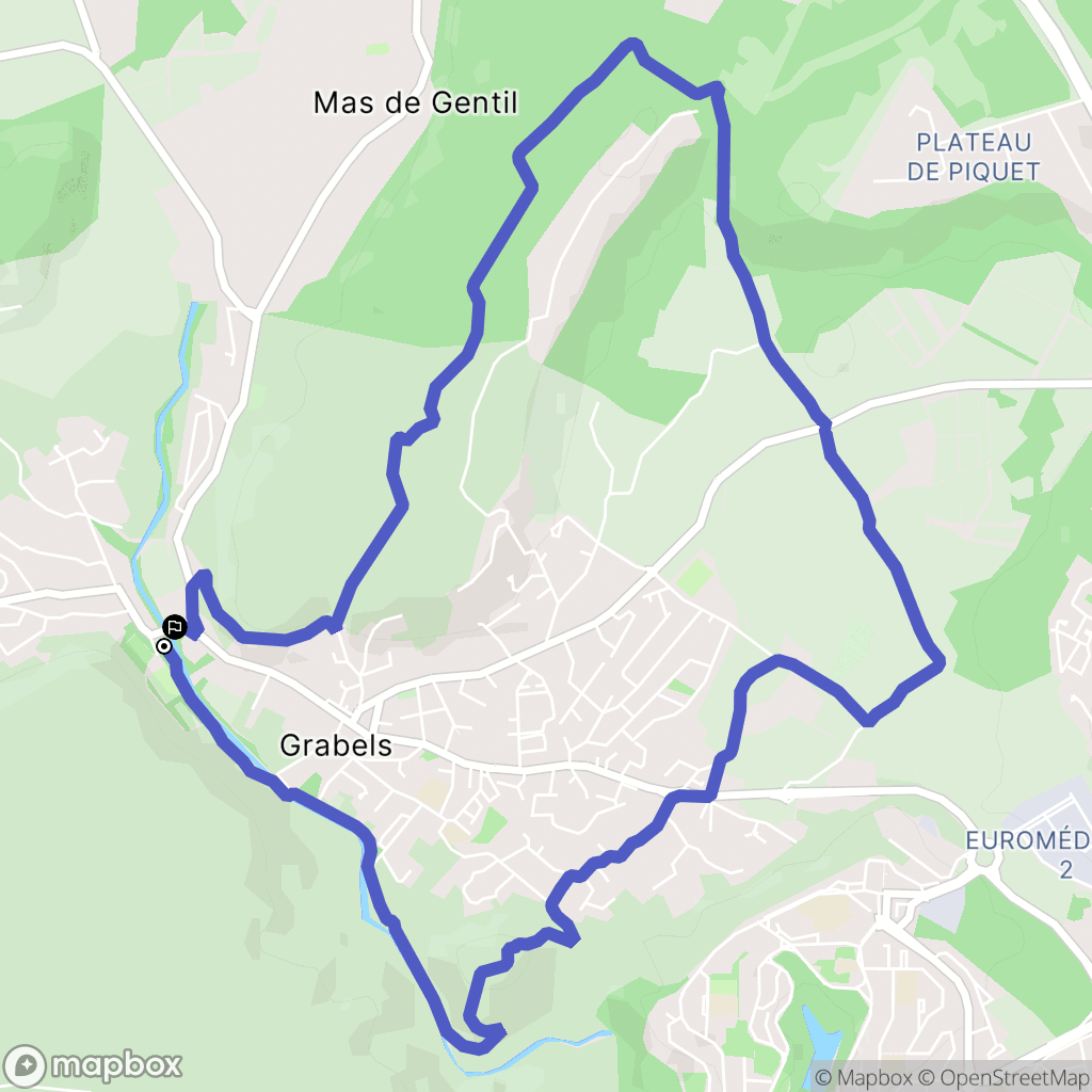 Grabels : carte du parcours de randonnée - France