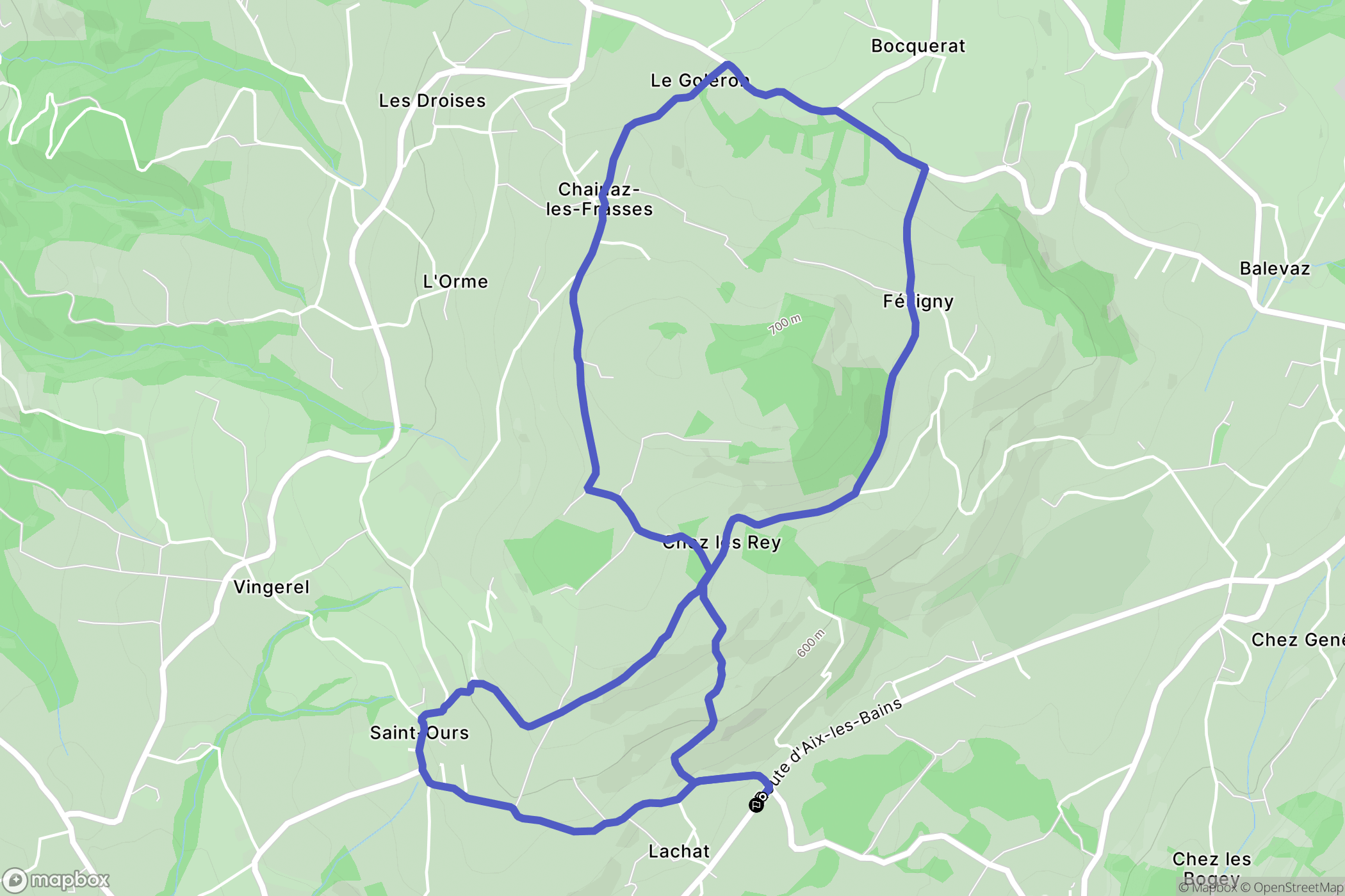 Cusy : carte du parcours de randonnée - France