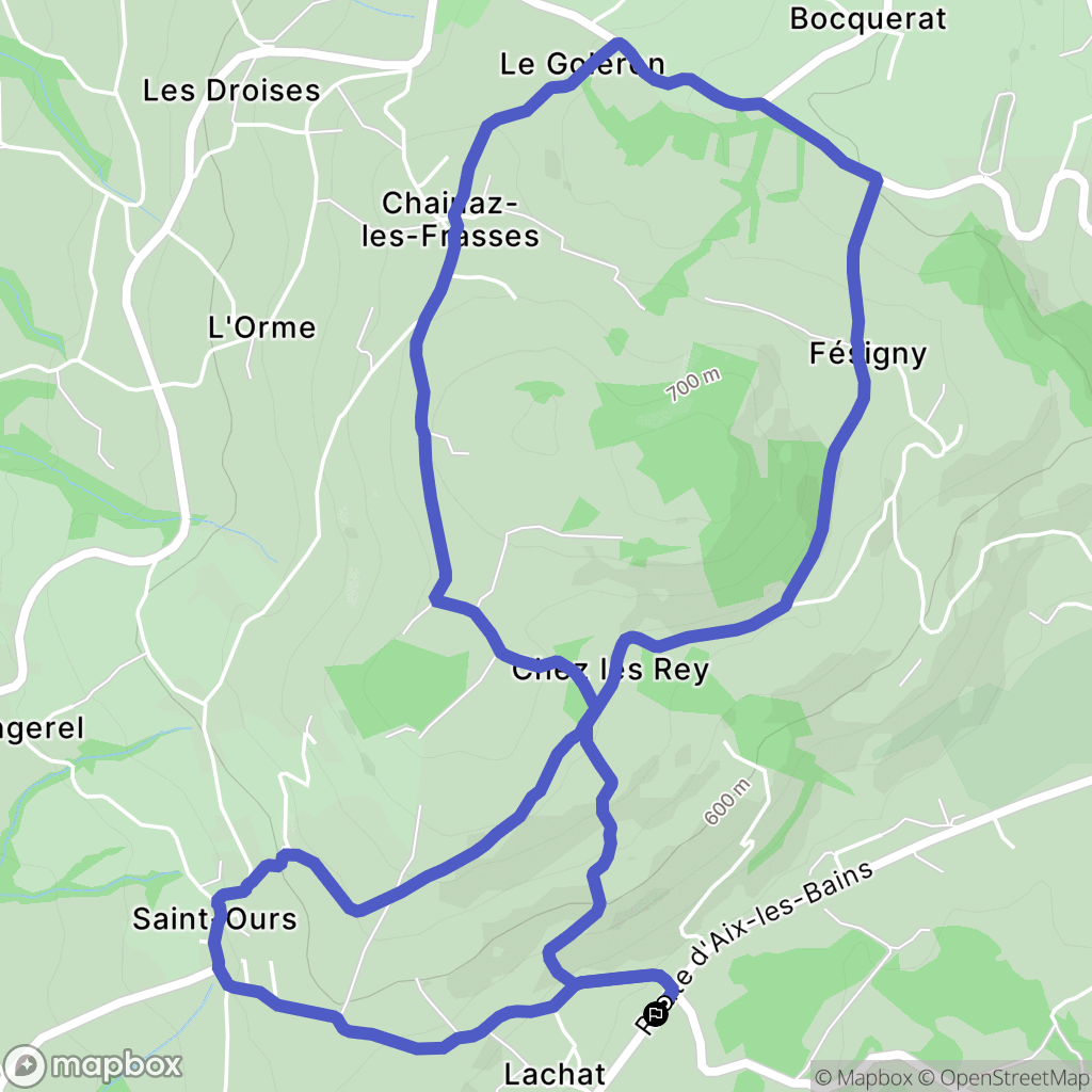 Cusy : carte du parcours de randonnée - France