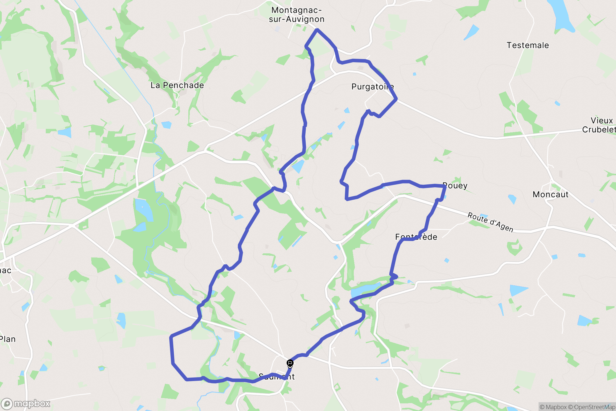 Saumont : carte du parcours de randonnée - France