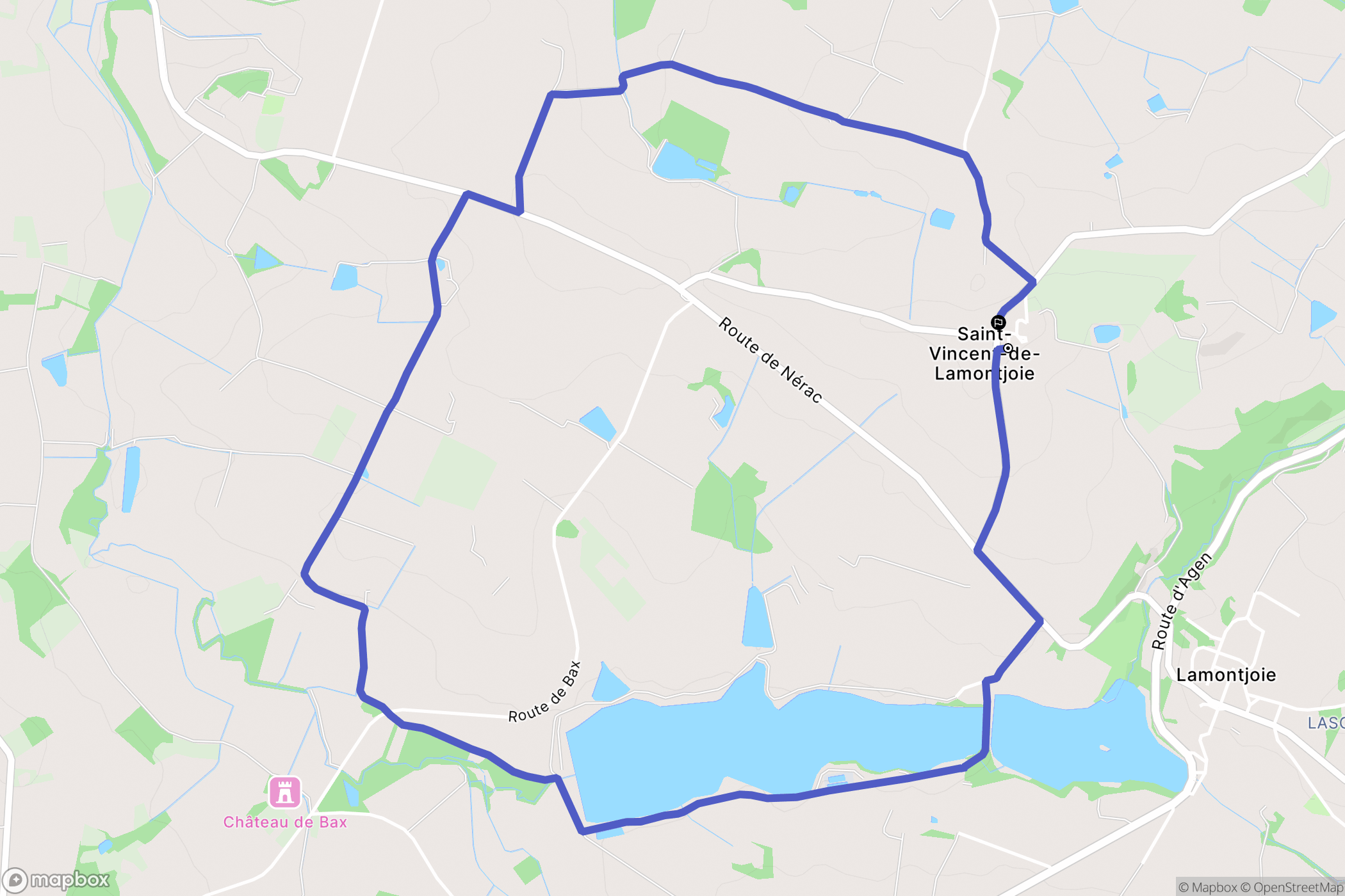 Saint-Vincent-de-Lamontjoie : carte du parcours de randonnée - France