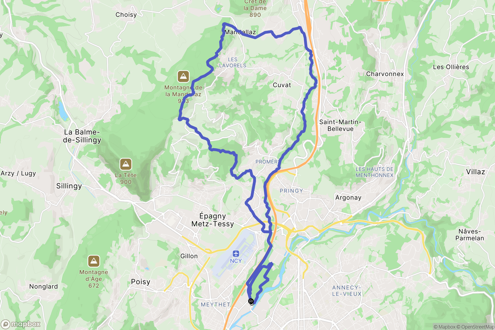 Annecy : carte du parcours de randonnée - France