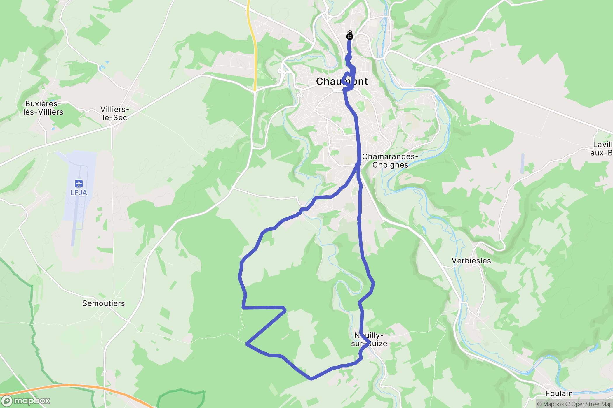 Chaumont : carte du parcours de randonnée - France