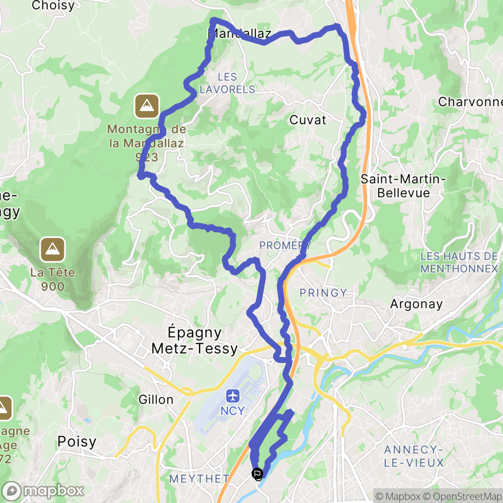 Annecy : carte du parcours de randonnée - France