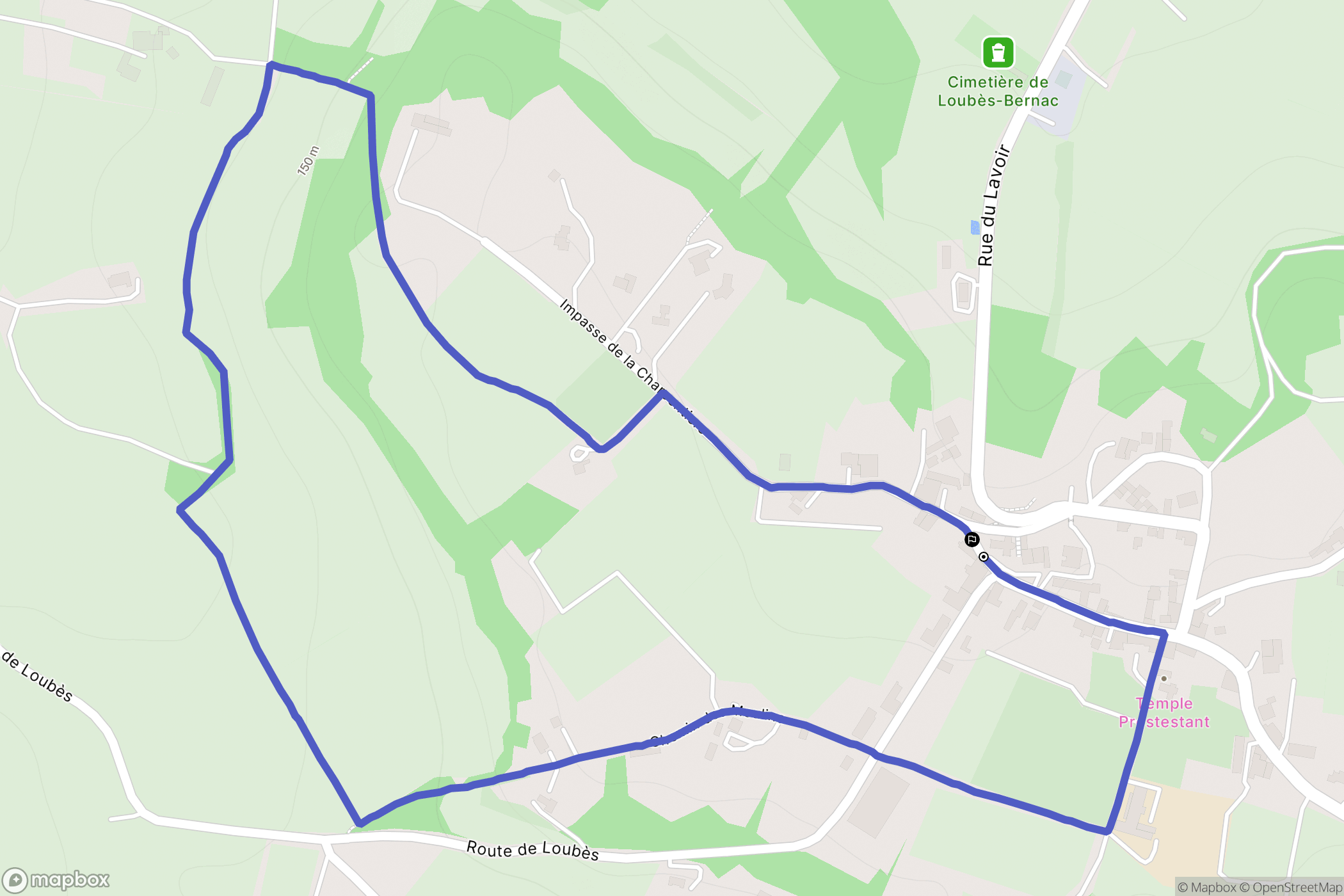 Loubès-Bernac : carte du parcours de randonnée - France