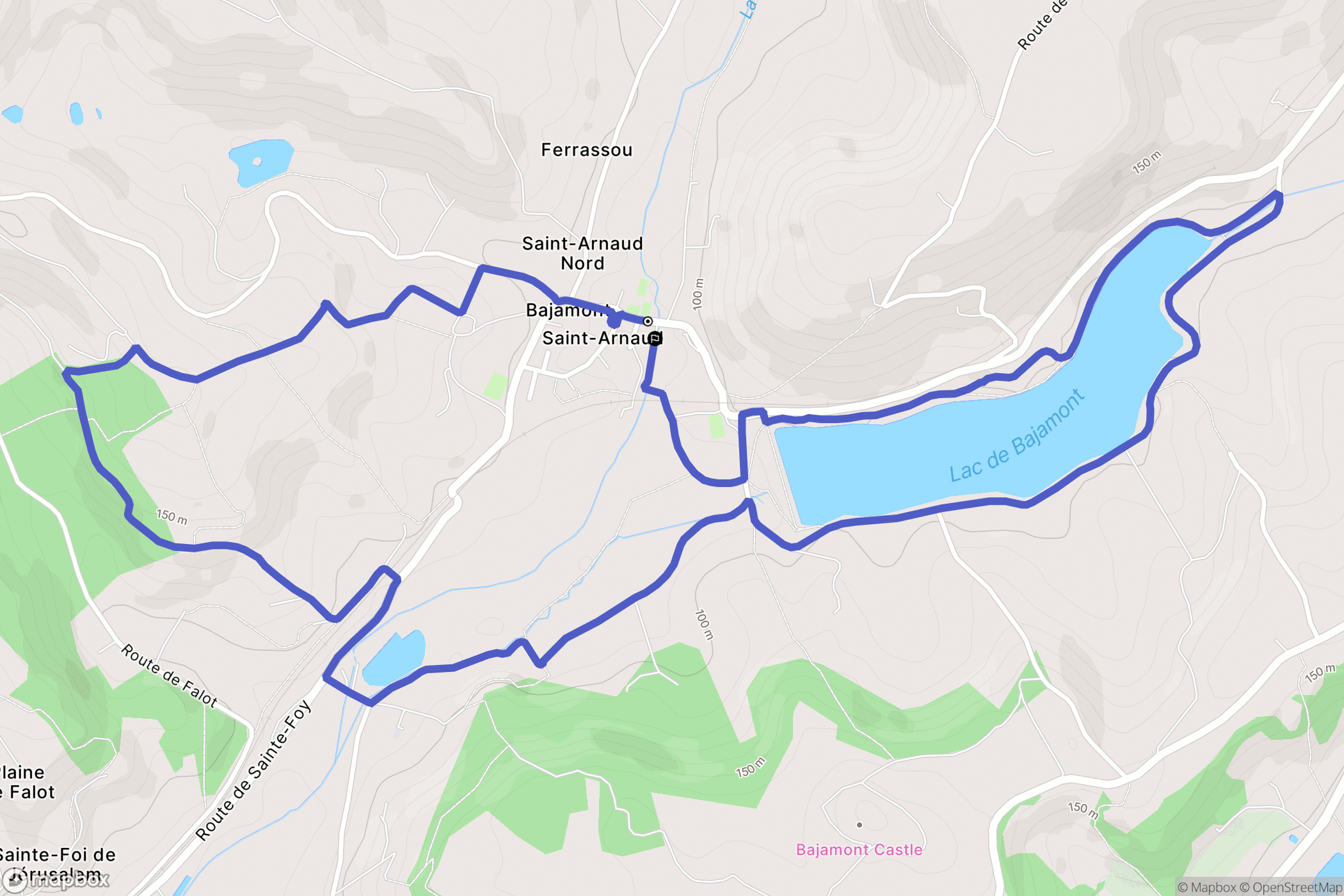 Bajamont : carte du parcours de randonnée - France
