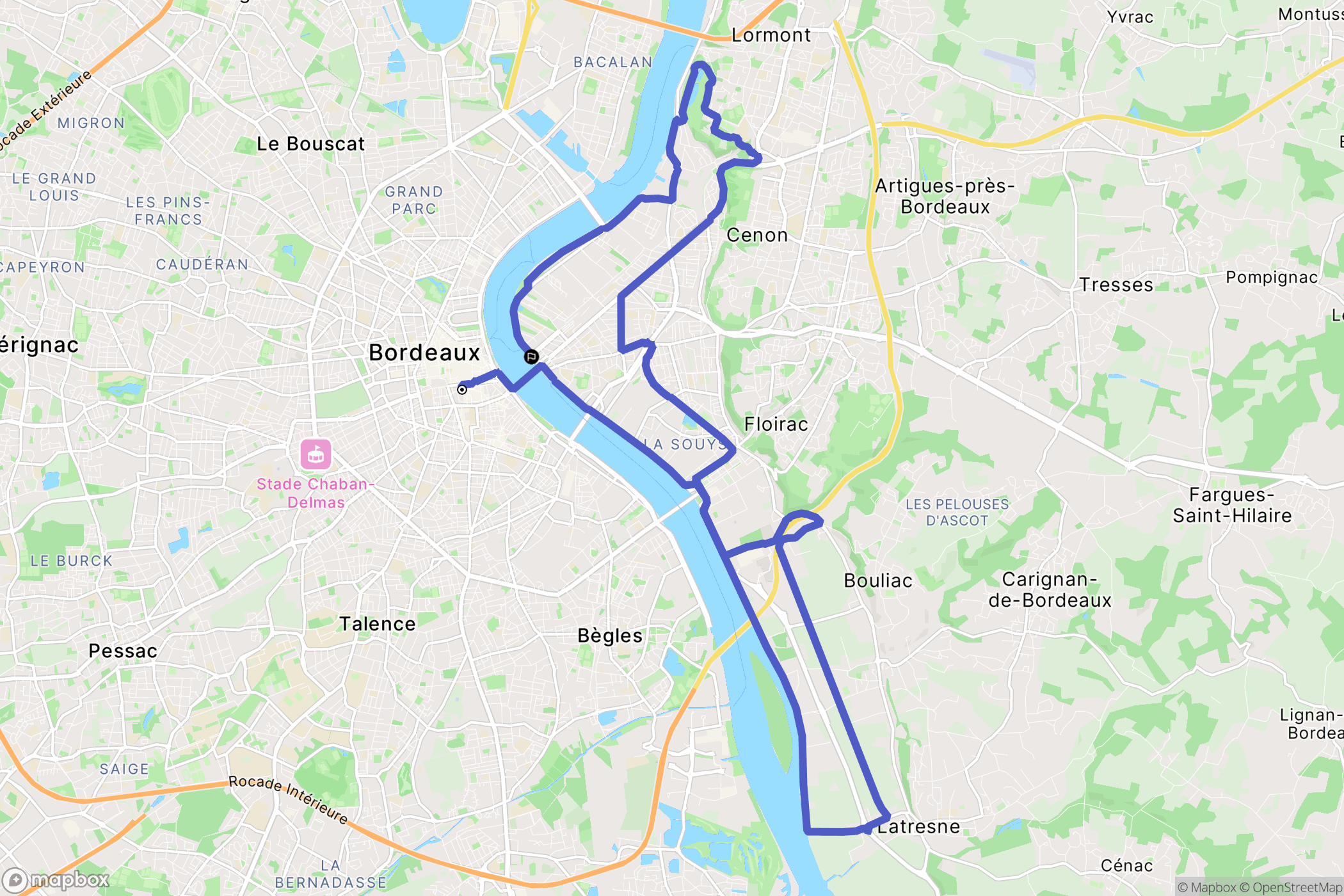 Bordeaux : carte du parcours de randonnée - France