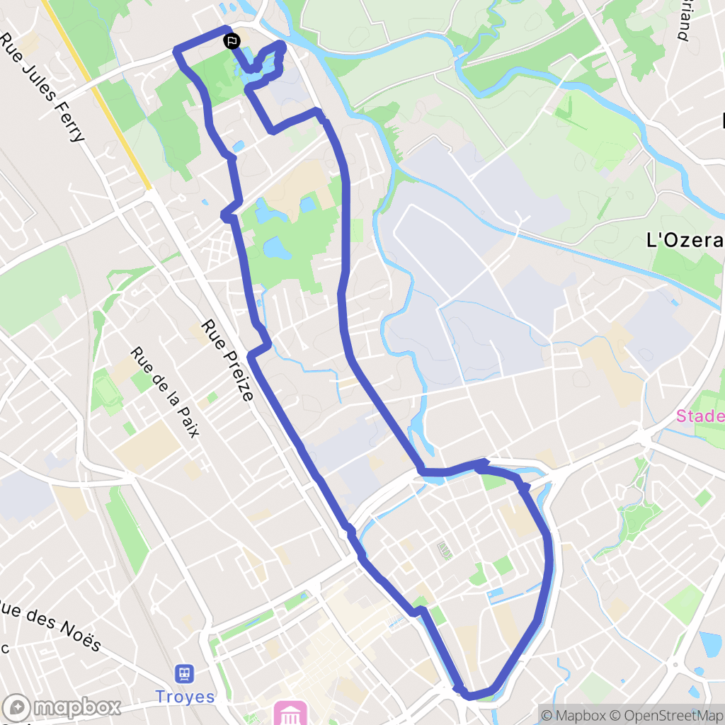 Troyes : carte du parcours de randonnée - France