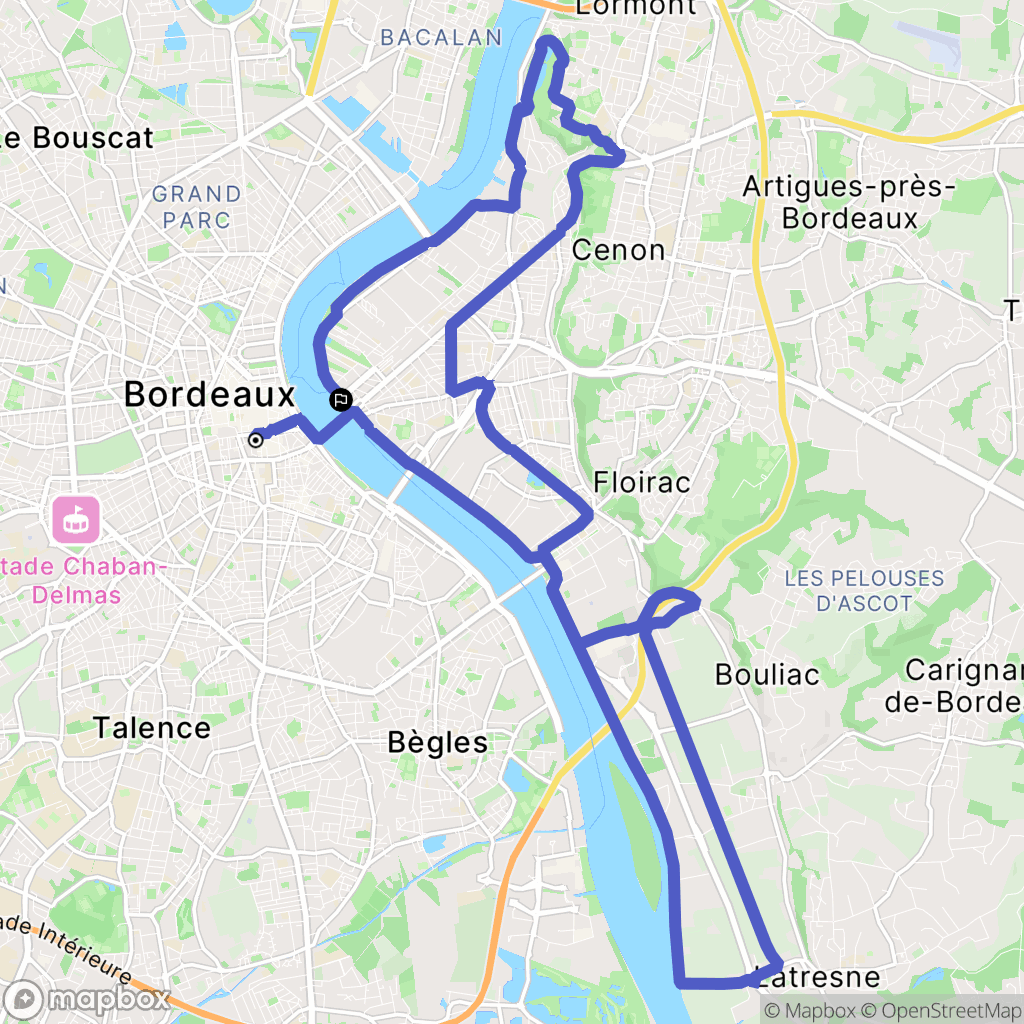 Bordeaux : carte du parcours de randonnée - France