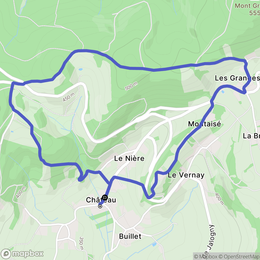 Château : carte du parcours de randonnée - France