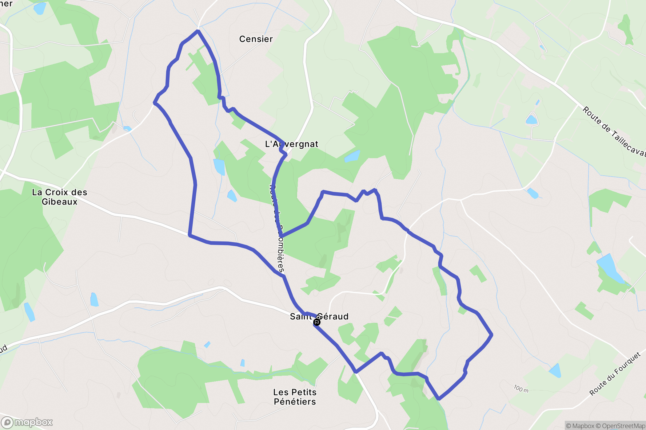 Saint-Géraud : carte du parcours de randonnée - France