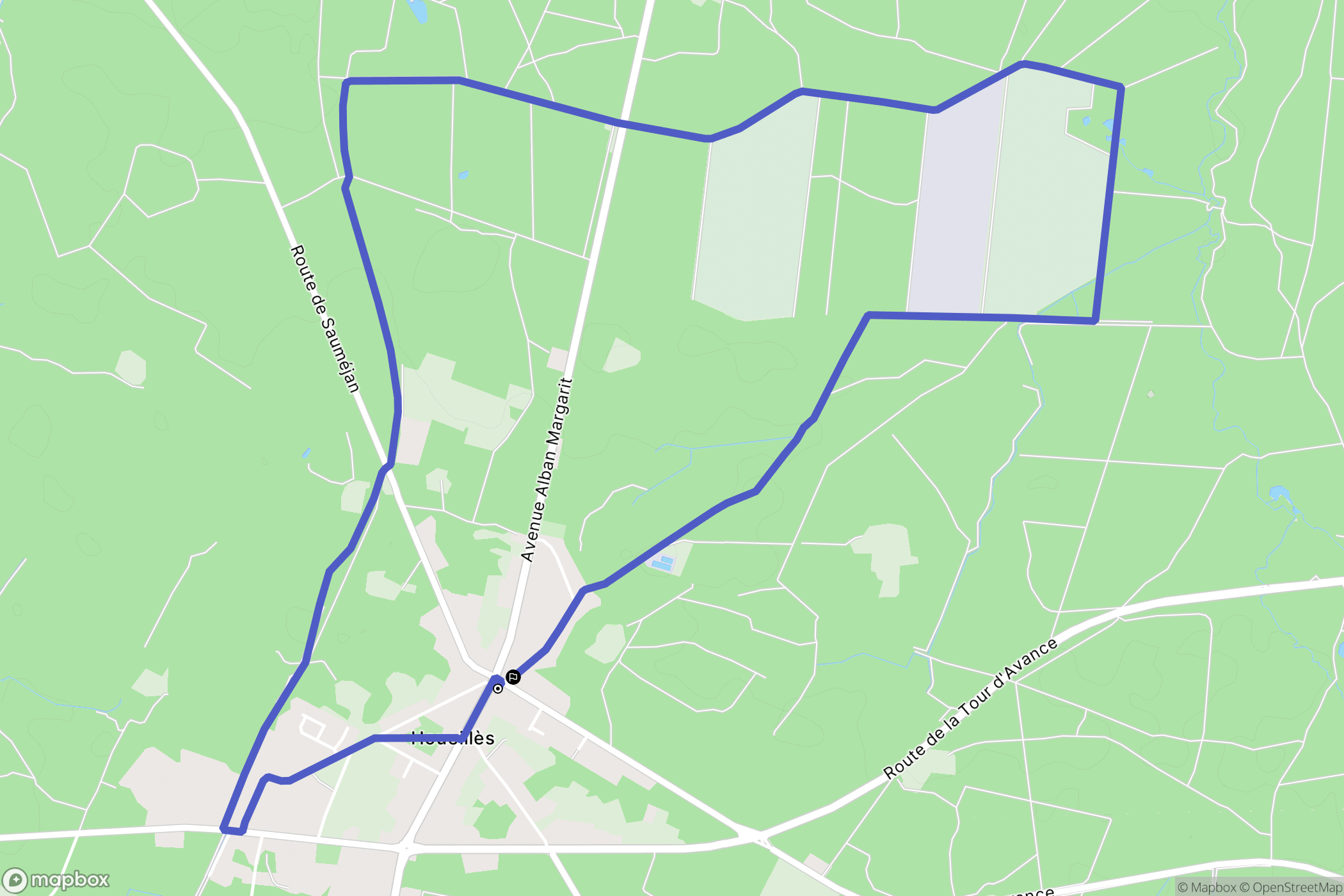 Houeillès : carte du parcours de randonnée - France