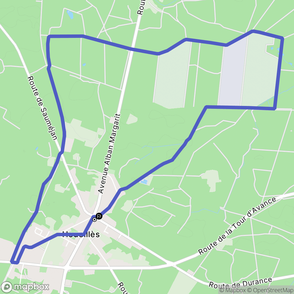 Houeillès : carte du parcours de randonnée - France
