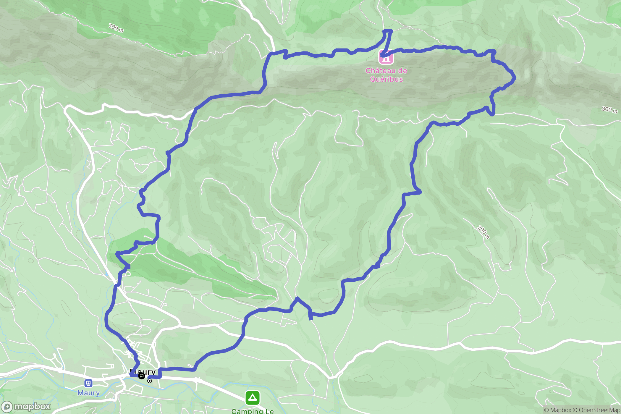 Maury : carte du parcours de randonnée - France