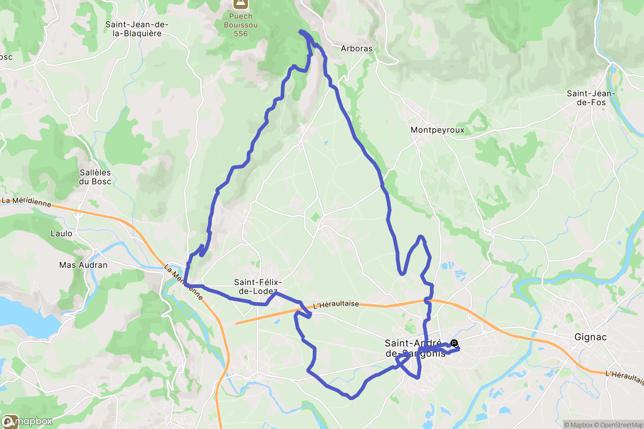 Saint-André-de-Sangonis : carte du parcours de randonnée - France
