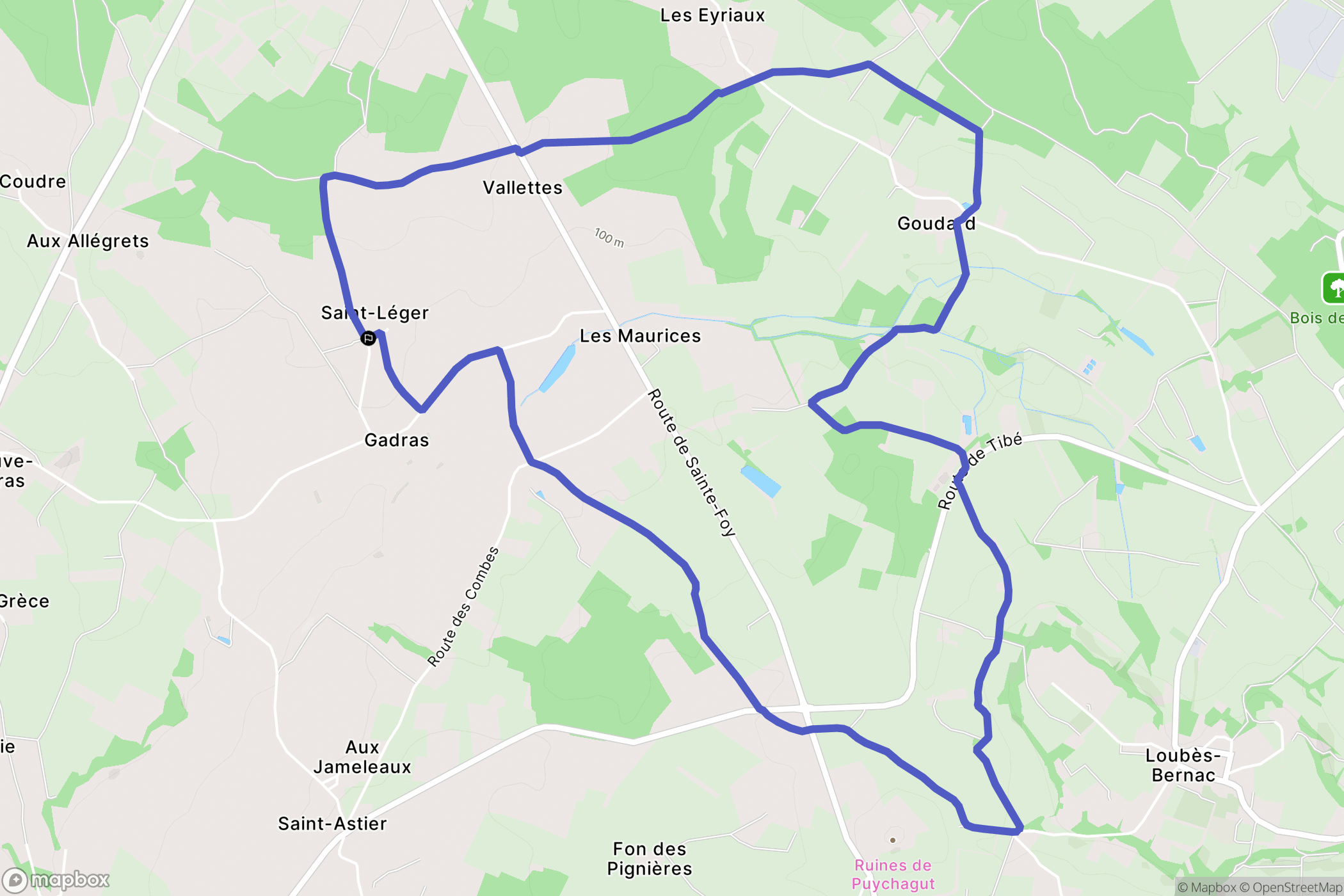Villeneuve-de-Duras : carte du parcours de randonnée - France