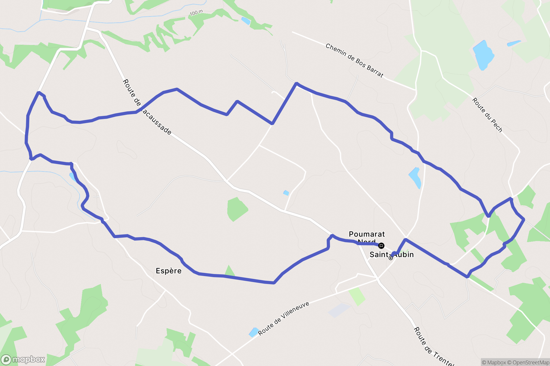 Saint-Aubin : carte du parcours de randonnée - France
