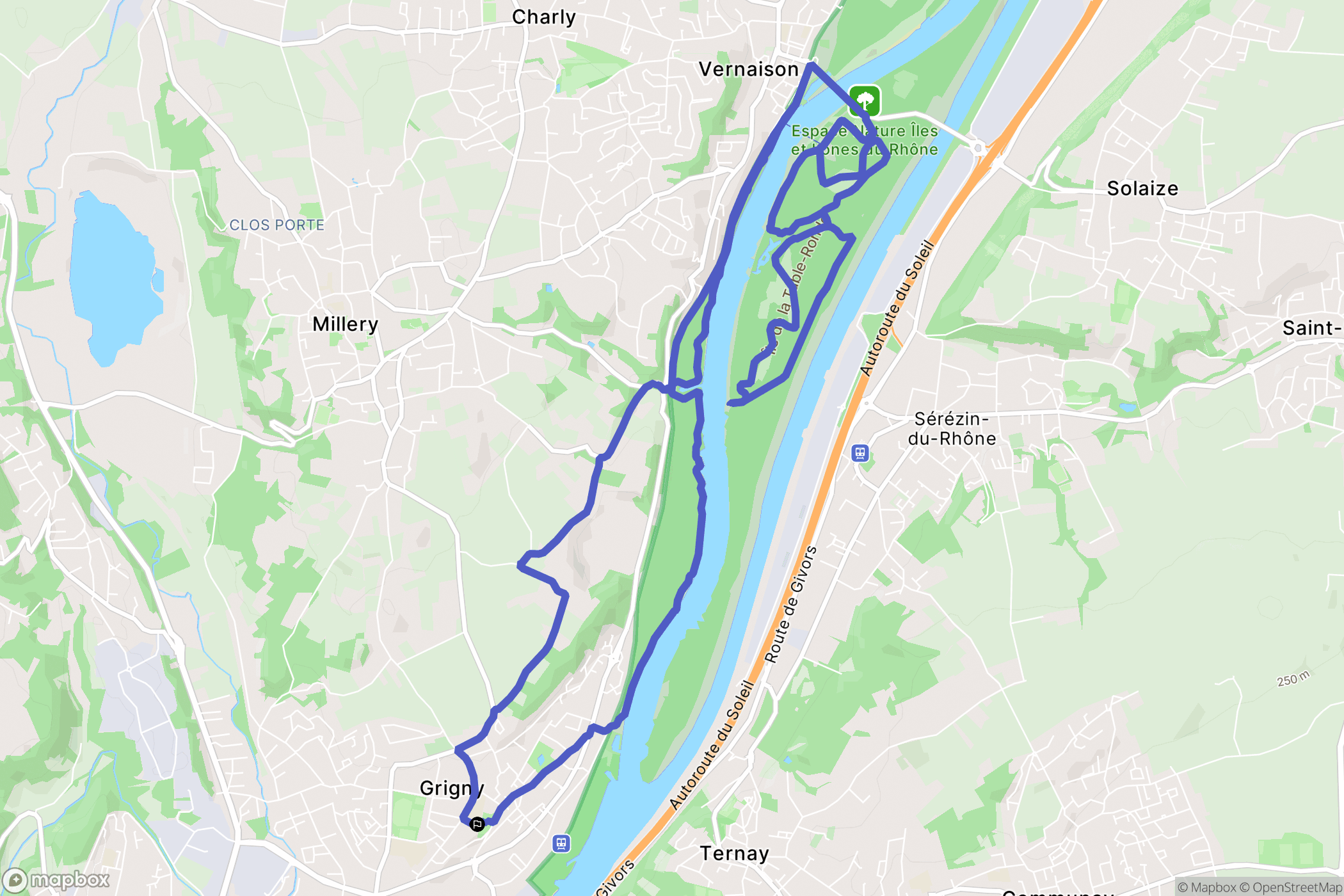 Grigny : carte du parcours de randonnée - France